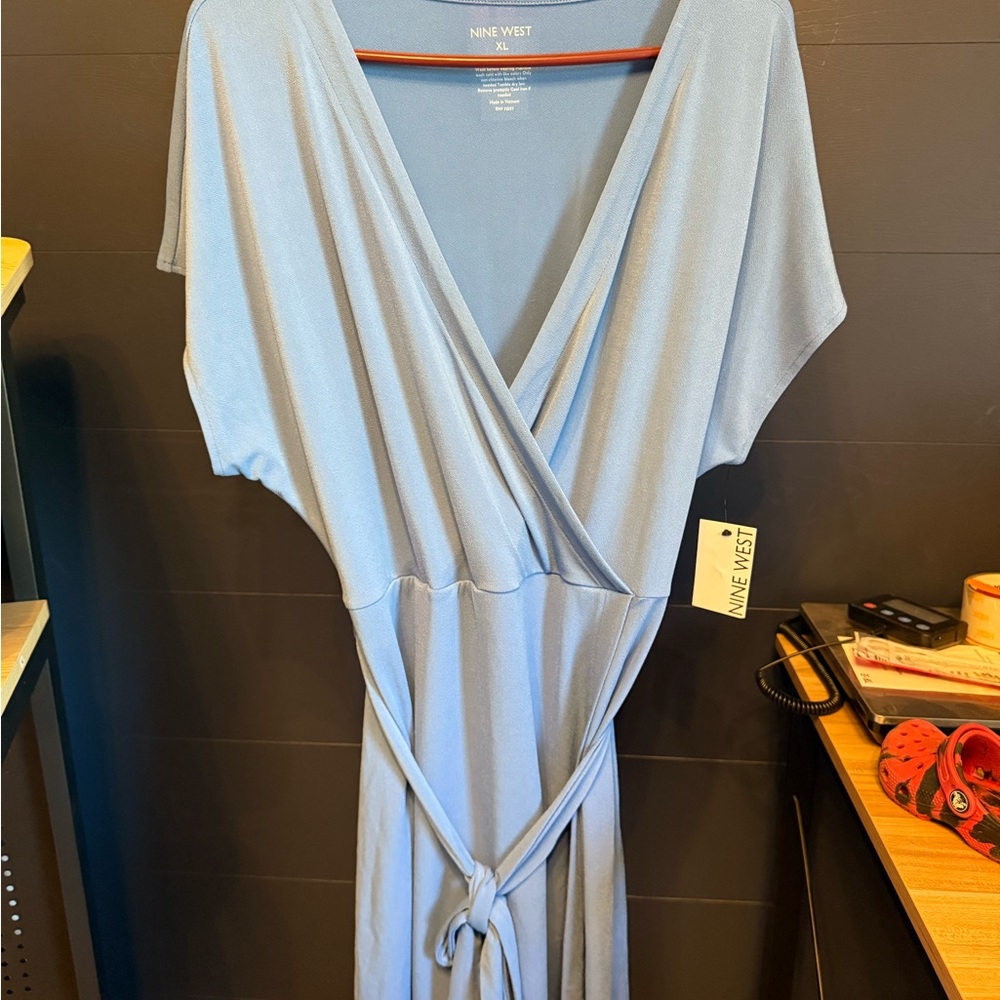 Nine West Sky Blue Wrap Dress - Rebundle @joefegange